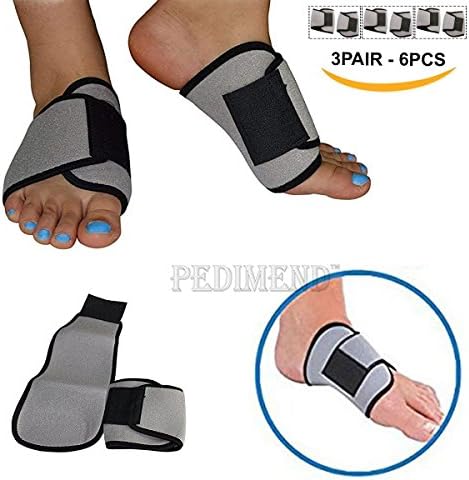 PEDIMENDPlantar Fasciitis Cushion Arch Support Brace (3PAIRS - 6PCS) - Reduce Foot and Leg Pain and Discomfort - Relieves Pressure from Feet/Ankles/Knees and Lower Back - Unisex - Foot Care