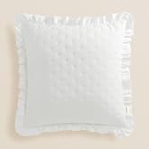 ROOM99 Molly Decorative Cushion Cover 45 x 45 cm Flower Design, White, Pack of 1