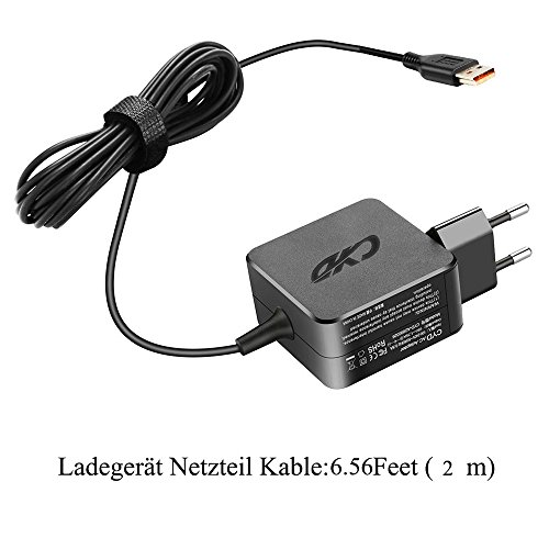 CYD 45W 20V 2.25A PowerFast Netzteil für Lenovo-Yoga 3 11 14 Pro, Yoga-700 11 14, Yoga 900S 12, IdeaPad-Miix 700, ADL40WDB GX20H34904,P/N ADL40WCC ADL40WDB ADL40WDA ADL40WDD ADL40WDE ADL40WDC ADL40WLC ADL40WCD ADL40WCG GX20H34904, Notebook -AC-Power-Adapter,8.2 FT(2.5m) Laptop Netzteil Adapter Kabel - 6
