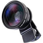 2&rsquo;si 1 Arada Klipsli Telefon Kamera Lensi 0.45X Ultra Geniş A&ccedil;ı 10X Makro 37mm Evrensel 49mm UV Port Siyah