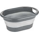 JAOVA Katlanabilir &Ccedil;amaşır Sepeti 18 Litre Gri &ndash; Yer Tasarruflu Katlanır Plastik Sepet, Taşıma Kulplu Banyo &Ccedil;amaşır Kamp Kara