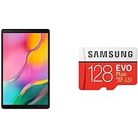 Samsung Galaxy Tab A 10.1 (10.1 inch, 32GB, Wi-Fi), Gold + Samsung EVO Plus 128GB microSDXC UHS-I U3 100MB/s Full HD & 4K UHD Memory Card with Adapter