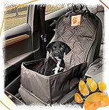 VARIABLER EINSATZ als Auto-Hundedecke für den Vordersitz oder Hundesitz mit Körbchen mit flexiblen Wänden. Alternativ auch für den Sessel oder Küchenstuhl geeignet.