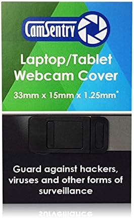 CamSentry WebCam Cover - 2 x Black Camera Covers for Laptop, Mobile Phone, Tablet and TV
