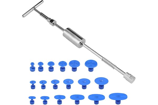 FOCCTS 27pcs Kit Debosselage Marteau Coulissant, Debosselage Caravane, Paintless Débosselage Réparation de Bosses de Voiture sans Peinture Outil de T Type Extracteur de Denture,Glissière Marteau Barre