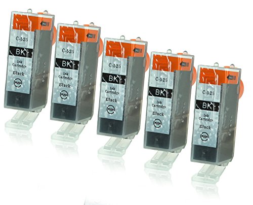 5 Druckerpatronen mit Chip und Füllstandsanzeige kompatibel zu Canon PGI-525 (Schwarz breit) passend für Canon Pixma IP-4850 IP-4950 IX-6550 MG-5140 MG-5150 MG-5240 MG-5250 MG-5300 MG-5340 MG-5350 MG-6150 MG-6200 MG-6250 MG-8150 MG-8200 MG-8240 MG-8250 MX-710 MX-715 MX-885 MX-890 MX-895