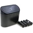VPPIK Car Trash Can - Can Bin with Lid and 4 Rolls of Bin Bag Liners Mini Car Accessories Trash Bin Portable Push-On Design Car Garbage Can, Small Trash Bin for Car Home