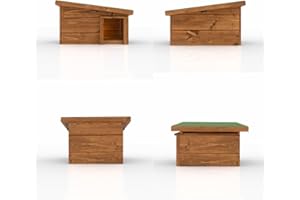 THE HUTCH COMPANY Kingston Hedgehog House and Hibernation Shelter - Predator-Proof Outdoor Habitat, Built to Minimum Wildlife Trust Sizes, Feeding Station and Home - Felt Roof Cover and Full Wood Flooring