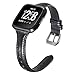 Produktbild Minfex Leder Armband für Fitbit Versa, Premium Leder Armbänder mit Metallrahmen Ersatzband Uhrenarmband für Fitbit Versa Smartwatch Fitness Zübehor Besondere Design Schwarz