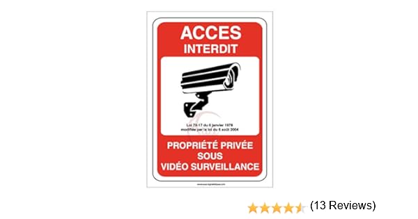 Aluminium Dibond 3mm Panneau Propriete Privee Sous Surveillance Video 24h 24 450x630 Mm Aua Signaletique Securite Bricolage