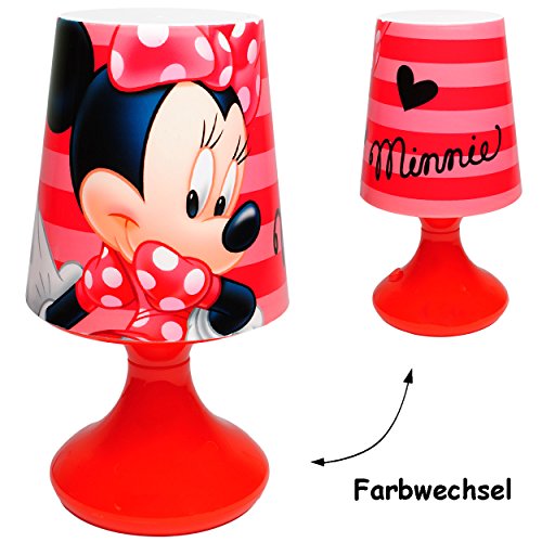 Preisvergleich Produktbild Unbekannt LED Tischlampe - Disney - Minnie Mouse - mit Farbwechsel - Batteriebetrieben - SCHNURLOS & Kabellos - 19 cm hoch - Tischleuchte für Kinder / Nachtlicht Sc..