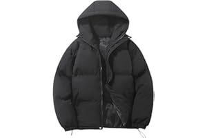 Kmrlofiy Damski płaszcz zimowy z kapturem, ciepła gruba bluza z kapturem, pikowana kurtka zimowa, outdoorowa, wiatroszczelna, z kapturem, luźna, pikowana, damska kurtka przejściowa