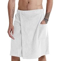 Jupe Serviette De Bain Pour Homme - Paréo Sauna Avec Poche Et Velcro - Léger, Séchage Rapide, Couleur Unie - 7