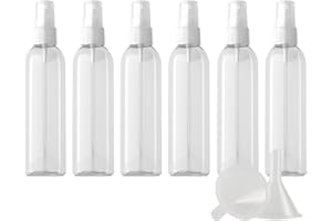 ZEOABSY 6 Piezas Transparente Botella de Spray de Plástico con Pulverizador Transparente, 150 ml Conjunto de Atomizador de Viaje de Niebla Fina Tamaño de Viaje de Botella Limpieza Casa Contenedores