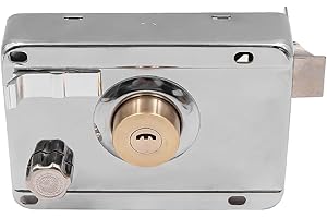 ZONADAH Door Lock Set with 5 Keys Stainless Steel Cylinder Deadbolt Rim Lock Security Latch for Exterior Interior Bedroom Office Entry Room Door Left Open with Card Shell