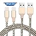 Produktbild Ulinek iPhone Lightning Kabel 2 Pack 2m Nylon umflochtenes verwicklungssicheres Apple Datenkabel Ladekabel, Lebenslange Garantie, Verbindungskabel für iPhone 7 7 Plus SE 6 6 Plus 6s 6s Plus 5 5c 5s iPad Pro Air Air 2 mini2 mini3 4th Gen iPod Nano 7th Gen (Woven Gold)
