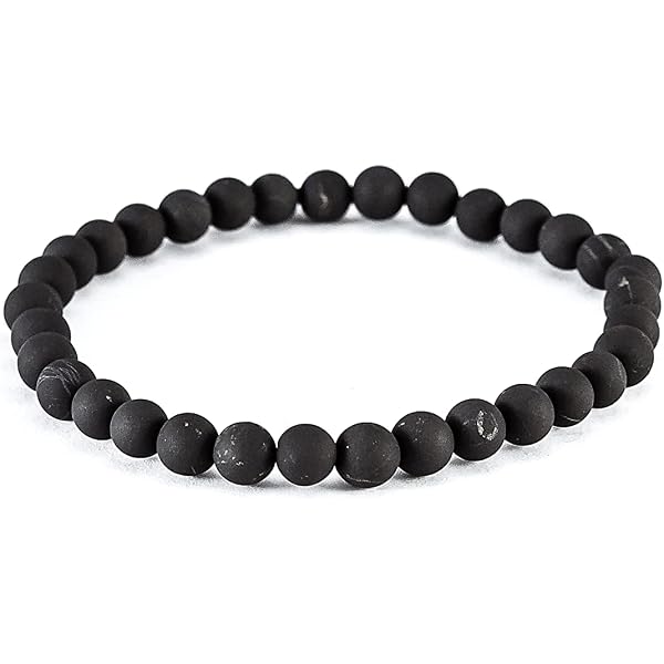 RICHRAIN Schungit-Armband Aus Naturstein – Verstellbar, Handgewebt Für Damen & Herren (schwarz, Rund)
