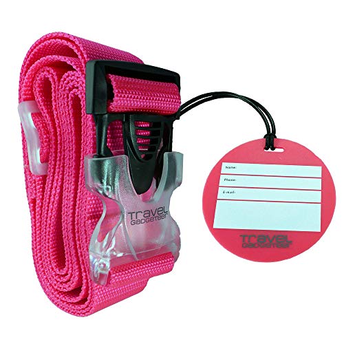 Correa de equipaje + etiqueta correspondiente | COLORES BRILLANTES Ayuda a identificar fácilmente su equipaje