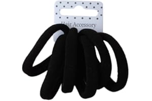 PRITTIES ACCESSORIES Set of 6 Black Soft Jersey Endless Hair Elastics Bobbles Bands (Bobbles Bands BLACK)