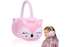 BNGXR Orejeras de Invierno para Niños y Niñas con Diseño de Zorro - Resistentes al Viento, Peluche, Protección Térmica para Exteriores y Viajes