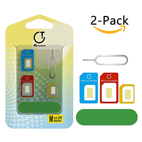 Buy Gratein Sim Card Adapter, 2Pack Multicolor Accurate 5in1 Nano Sim