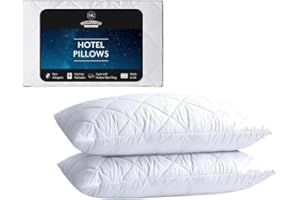 SK MERCHANDISE 2 Pack Premium Hotel Pillows – Quilted Cover & Soft Hollowfibre Filling – Down Alternative Bed Pillows for Back, Side & Stomach Sleepers – Plush & Supportive