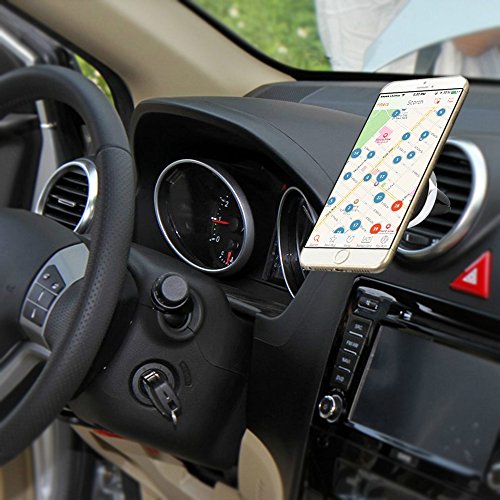 Supporto Magnetico Cellulare Auto Universale Bocchette Aria Supporto Auto Smartphone Porta Telefono Cellulare Auto per Samsung Galaxy Note 8 / S8 / S6 / S6 Edge, iPhone X / 8 / 7 / 6 - Nero + Argento