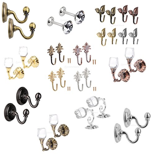 Generic Paar Diamond Design Raffhalter Gardinenhalter Vorhang Haken Tür Wand – Silber - 6