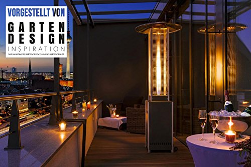 Terrassen-Heizstrahler Heizpilz ‚Optical Pro‘: CE-zertifizierter Gasheizer mit elegantem Design robuster Stahl-Alu-Rahmen für stabilen Stand des Terrassenheizers Gesamthöhe 225 cm - 3
