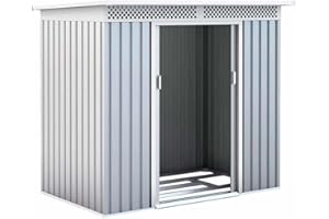 GARDIUN KIS12134 - Caseta Metálica Kingston 3 m² Exterior 142x213x184 cm Acero Galvanizado Silver/Blanco