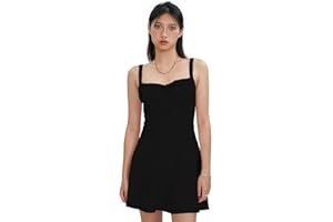 Barbotimer Women's Sling Mini Dress Spaghetti Strap Tie-Up Fishbone Waist Corset Shaping Short Dress