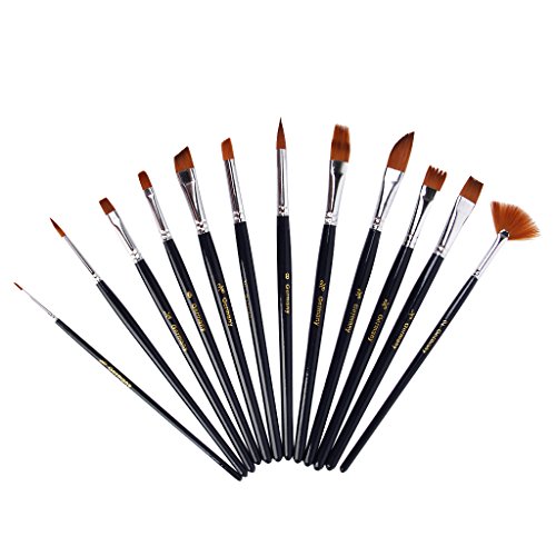 12 Assorted Größe Künstler Malerei Pinsel Set Flachpinsel - 9