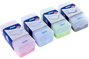 Toppoint 4x Lernbox/Karteikasten/DIN A8 / je 1x blau, rot, grün, pink