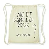 JOllify GÖTTINGEN Hipster Turnbeutel Tasche Rucksack aus Baumwolle - Farbe: Natur - Design: was ist eigentlich - Farbe: Natur