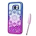 Produktbild Samsung Galaxy S7 Edge Case, Blue Purple Plating Design, Edaroo 3d Cool Flowing Liquid Bling Sparkle Purple Glitter Style Beautiful Totem Mandala Floral Pattern Slim Thin Fits Soft Rubber TPU Bumper Protective Case Cover for Samsung Galaxy S7 Edge