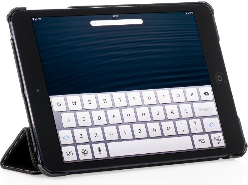 StilGut Couverture Case, Tasche aus feinstem Leder für das Apple iPad mini unterstützt Smart-Cover Funktion, Schwarz - 3