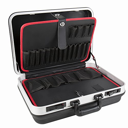 STIER Werkzeugkoffer Basic leer | ABS-Kunststoff Kofferschale | stabil & schlagfest | Tragkraft 15 kg | 30 große Werkzeugtaschen I Abschließbar mit 2 Schlüsseln |