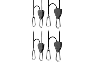 AC Infinity, colgador de cuerda ajustable de 1/8 pulgadas, carraca de acero inoxidable resistente, capacidad de peso de 150 libras, 2 pares
