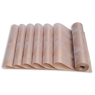 iOCHOW Sets De Table, 6 Tapis De Table Tissés, Matériau PVC, Résistant à La Chaleur, Lavable, Très Bon Pour La Cuisine, Salle à Manger Et Camping.