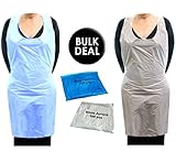 Disposable Flat Pack White Aprons Blue Apron High Density Polythene (White, 100 Aprons)
