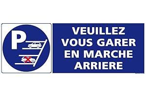 SIGNALÉTIQUE.BIZ FRANCE Signaletique.biz France Panneau Parking Marche Arriere Rectangulaire 700 x 250 mm PVC 1,5 mm