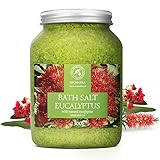 Sal marina curativa enriquecida con aceite esencial de eucalipto, levantar el ánimo y bienestar.