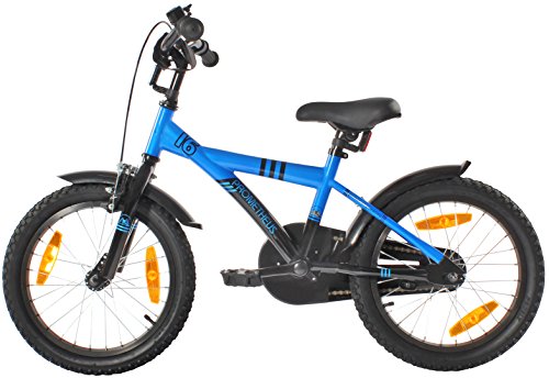 PROMETHEUS Kinderfahrrad 16 Zoll Jungen in Blau & Schwarz mit Stützrädern | Seitenzugbremse und Rücktrittbremse | ab 5 Jahren | 16“ BMX Edition 2017 - 6