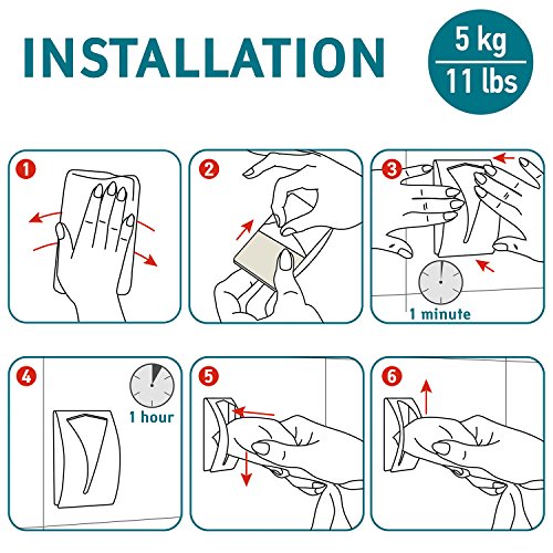 Tatkraft Iris Selbstklebend Handtuchklemme Bad und Küche Stark Edelstahl - 6
