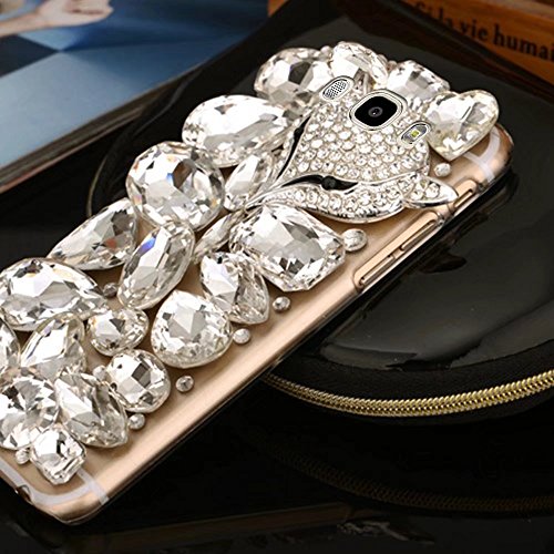 Bling Bling Galaxy A5 2017 Hülle, MOMDAD Handmade Diamant Transparent Schutzhülle für Samsung Galaxy A5 2017 A520 Glitzer Glänzend Handyhülle [Cartoon Fuchs Fox] PC Hart Case Cover Luxus Crystal Strass Shining Handgefertigt Schutz Kratzfeste Stoßdämpfende Handy Tasche Schale Bumper – Diamond # 5 - 4