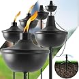 ZSZMFH Home Garden Torch Set of 6, Large Capacity 23.5oz Outdoor Metal Torch Garden Décor,55-Inch Upgraded Citronella Torches with 3-Prong Grounded Stake, Table Top Torches for Party Patio Pathway
