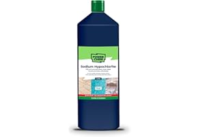 POWERCHEM 1L Sodium Hypochlorite 15% HIGH Strength Patio Block Paving Driveway Cleaner Washer | Algae Weed Moss Mould Blackspot & Lichen Killer Remover | Chlorine Shock Treatment of Pools & Hot Tubs