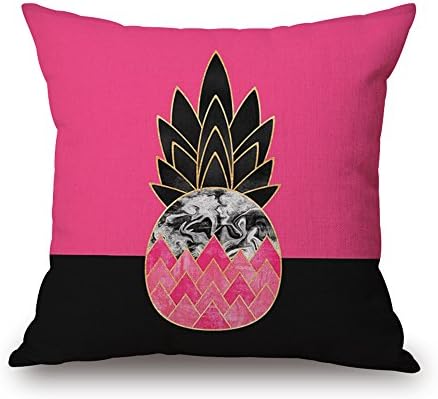 MaxG Home Decor Cotton Linen Pink Pinapple Pattern Square Throw Pillow Cases Cushion Covers For Sofa Bed 18X18 inches