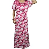 Indiatrendzs Women Pink Hosiery Nighty Summer Floral Sleepwear Night Gown 54"