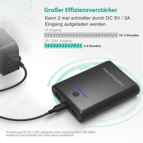 Powerbank RAVPower 10000mAh Externer Akku mit iSmart 2.0 3,4A Output 2 Port für iPhone 8 / iPhone 8 Plus / iPhone X, iPad, Galaxy S8 / S8 Plus weitere Smartphone, Tablet, Schwarz reviews Powerbank RAVPower 10000mAh Externer Akku mit iSmart 2.0 3,4A Output 2 Port für iPhone 8 / iPhone 8 Plus / iPhone X, iPad, Galaxy S8 / S8 Plus weitere Smartphone, Tablet, Schwarz